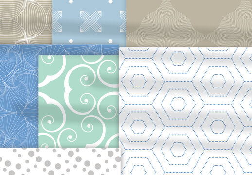 Pastel Colored Simple Geometric Seamless Pattern Collection