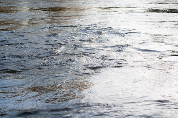 Blurry smooth water surface close-up, beautiful abstract background, fast flowing river.