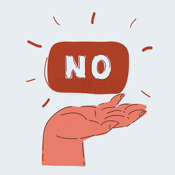 Vector illustration of No signt in human hand on white backround.