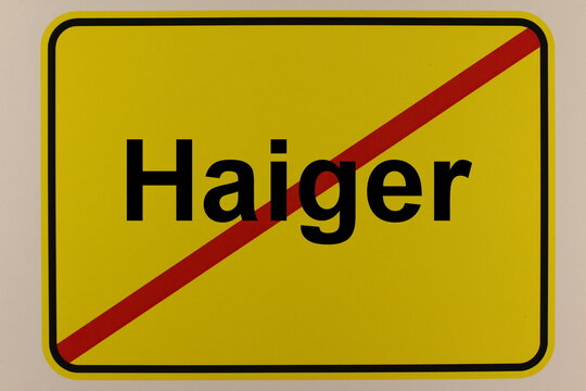 Illustration eines Stadtausgangsschildes der Stadt Haiger
