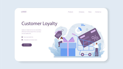Customer loyalty web banner or landing page. Marketing program development