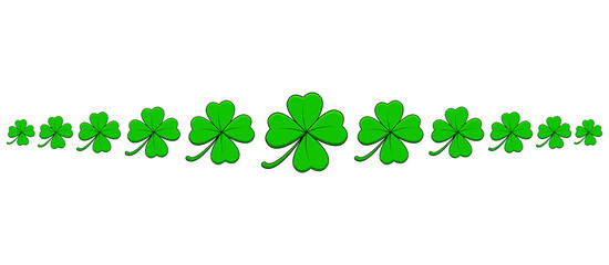 Clover, shamrock divider. Vector border design. Holiday pattern for st. patrick's day.