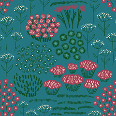 Rustic seamless pattern with wildflowers.