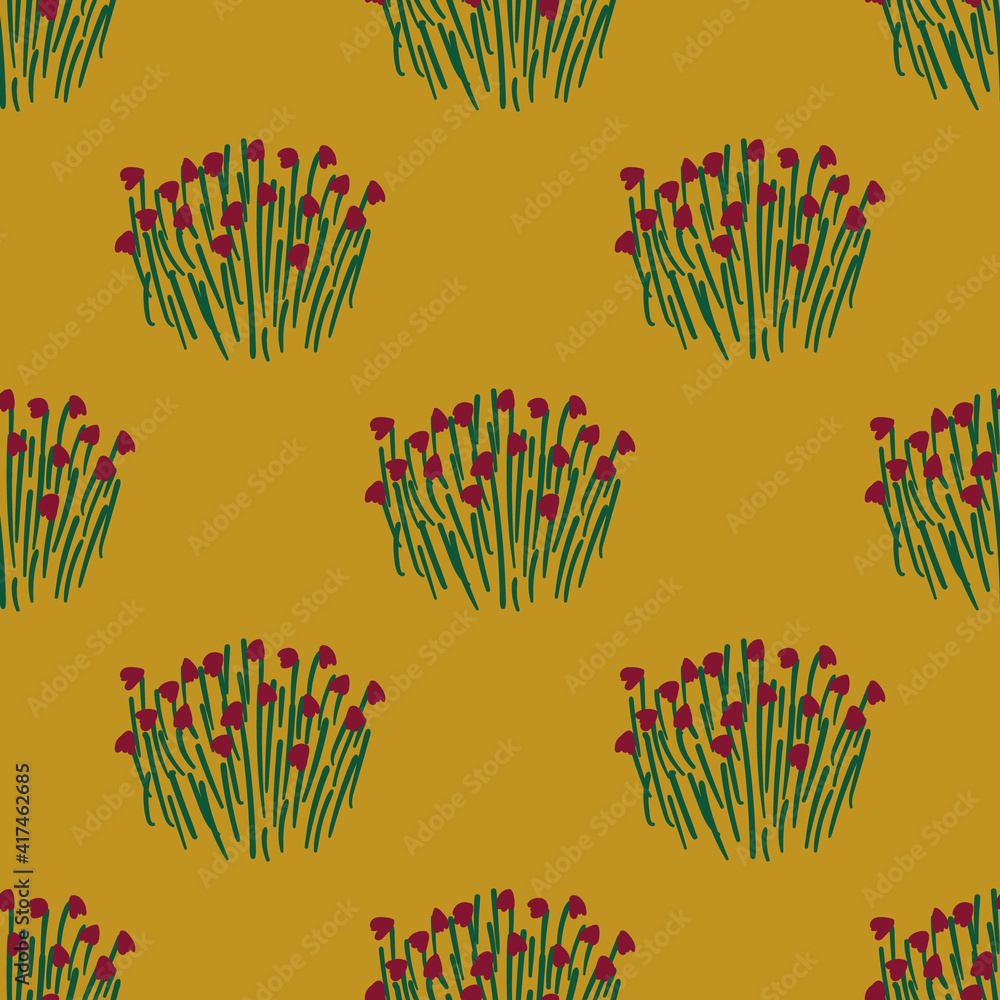 Wall mural Rustic seamless pattern with wildflowers.