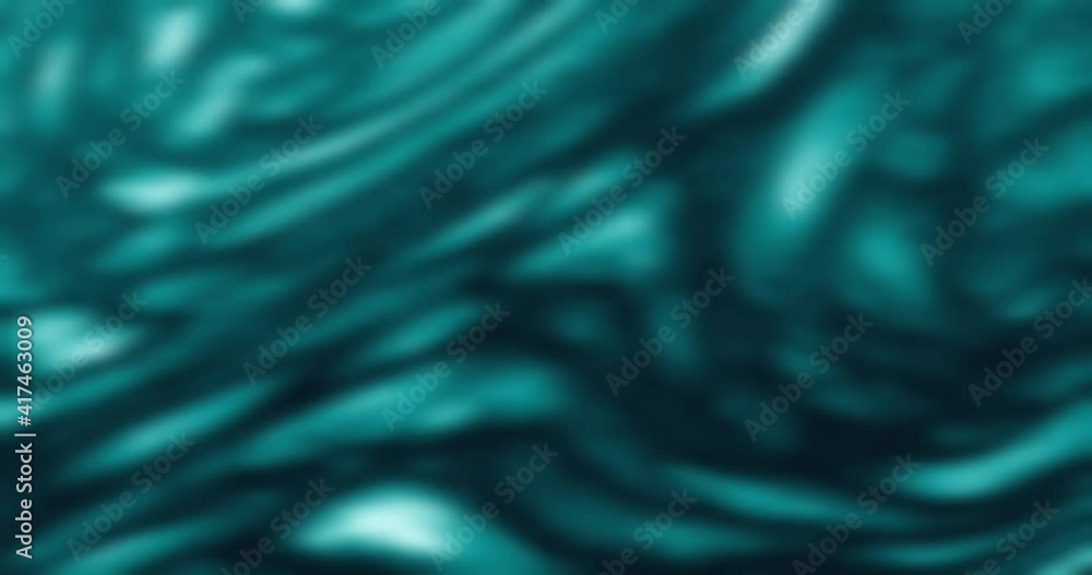 Poster a computer generated animation of flowing rippling green-blue lines