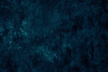 Abstract grunge and rough decorative dark navy blue stucco concrete wall as cement textured and background 