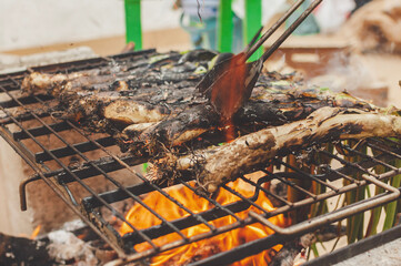 Calçots, a young Catalan onion. In spring, when the cold goes away, we meet friends in a 