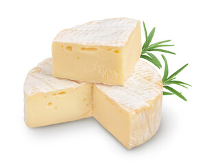 Camembert cheese isolated on white background with clipping path and full depth of field