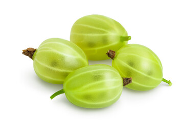 Green gooseberry isolated on white background with clipping path and full depth of field