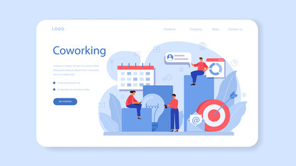 Outsourcing web banner or landing page. Idea of teamwork