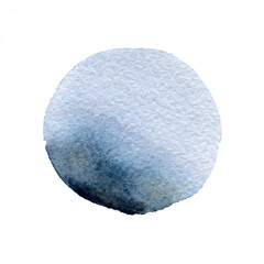 Grey and blue watercolor spot in the form of a circle on a white background. Figure created in the technique of sketch ink handmade. Abstract artistic frame, place for text.