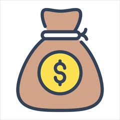 capital money color outline icon, business and finance icon.