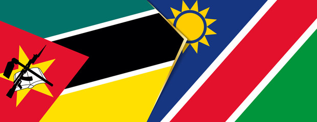 Mozambique and Namibia flags, two vector flags.