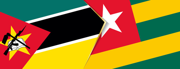 Mozambique and Togo flags, two vector flags.