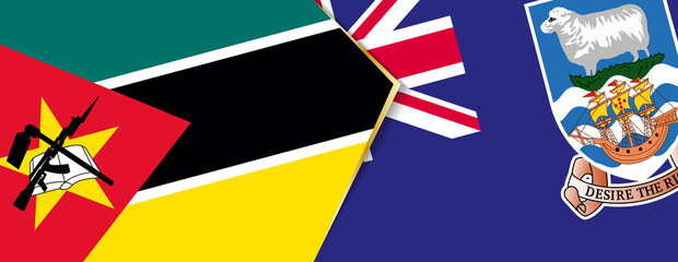 Mozambique and Falkland Islands flags, two vector flags.