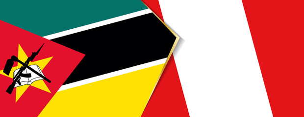 Mozambique and Peru flags, two vector flags.