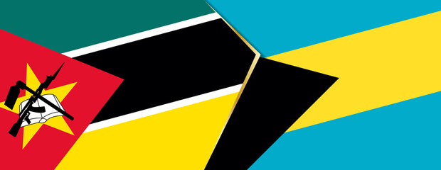Mozambique and The Bahamas flags, two vector flags.