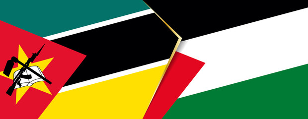 Mozambique and Palestine flags, two vector flags.
