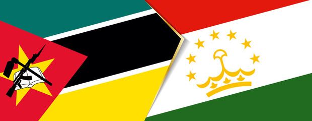 Mozambique and Tajikistan flags, two vector flags.