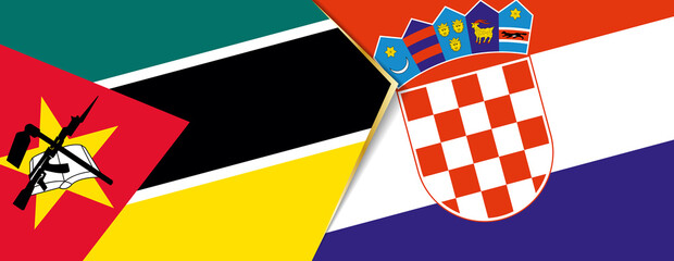 Mozambique and Croatia flags, two vector flags.