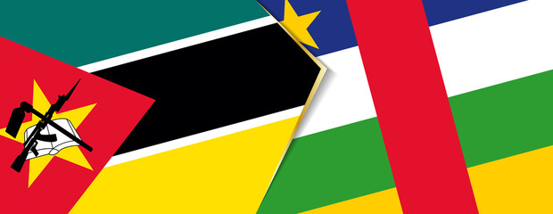 Mozambique and Central African Republic flags, two vector flags.