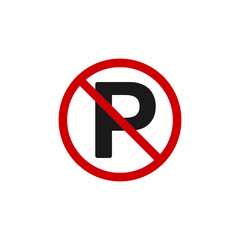 No parking sign on white background. Flat icon illustration.