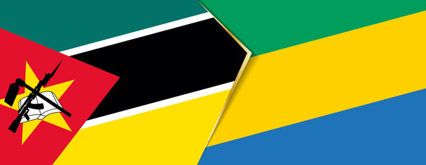 Mozambique and Gabon flags, two vector flags.