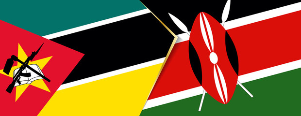 Mozambique and Kenya flags, two vector flags.