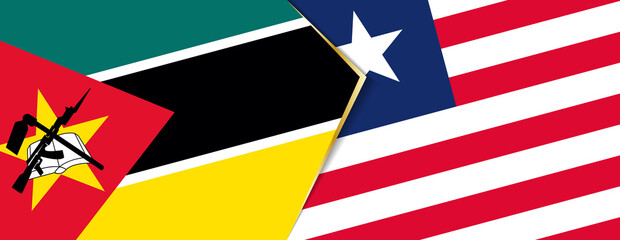 Mozambique and Liberia flags, two vector flags.