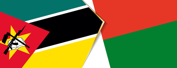 Mozambique and Madagascar flags, two vector flags.