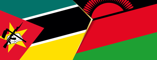 Mozambique and Malawi flags, two vector flags.