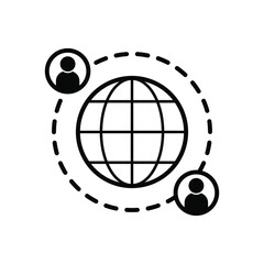 Worldwide global communication icon. International technology business concept symbol. Vector illustration.