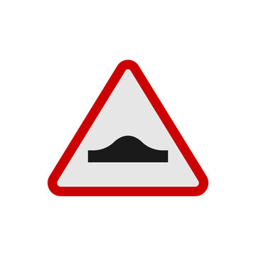 Speed bump warning sign. Road bump icon.