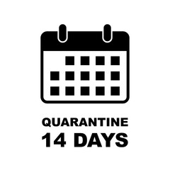 14 days quarantine calendar flat icon isolated, stay home symbol