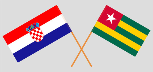 Crossed flags of Croatia and Togo. Official colors. Correct proportion