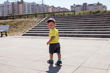 little boy on the stairs