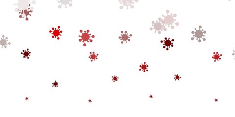 Light pink, red vector background with covid-19 symbols.