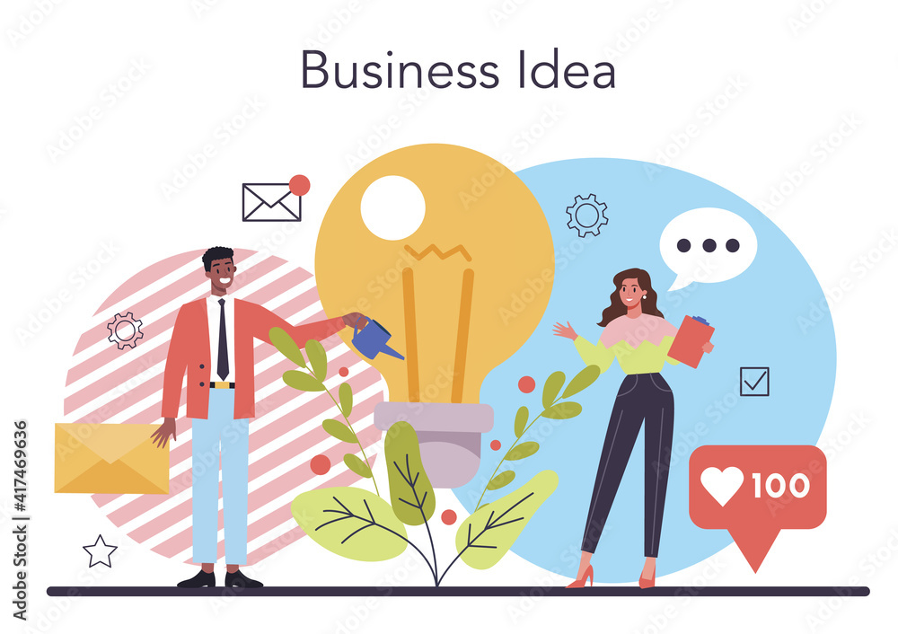 Poster idea concept. creative innovation and brainstorm. solution generation