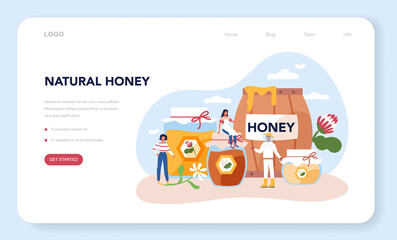 Hiver or beekeeper web banner or landing page. Professional farmer