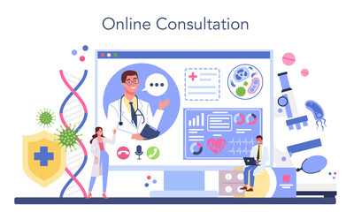Professional immunologist online service or platform. Idea of healthcare,