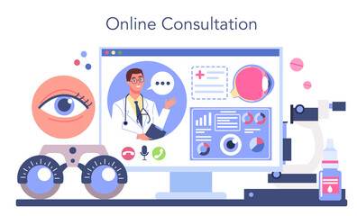 Ophthalmologist online service or platform. Idea of eyesight check
