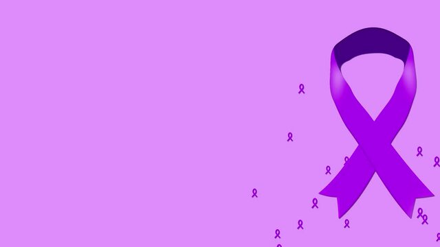 Alzheimer Disease Pancreatic Cancer lupus Fibromyalgia Epilepsy awareness Purple Ribbon 4K Animated Background