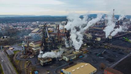 Industrial site for steel production - aerial view