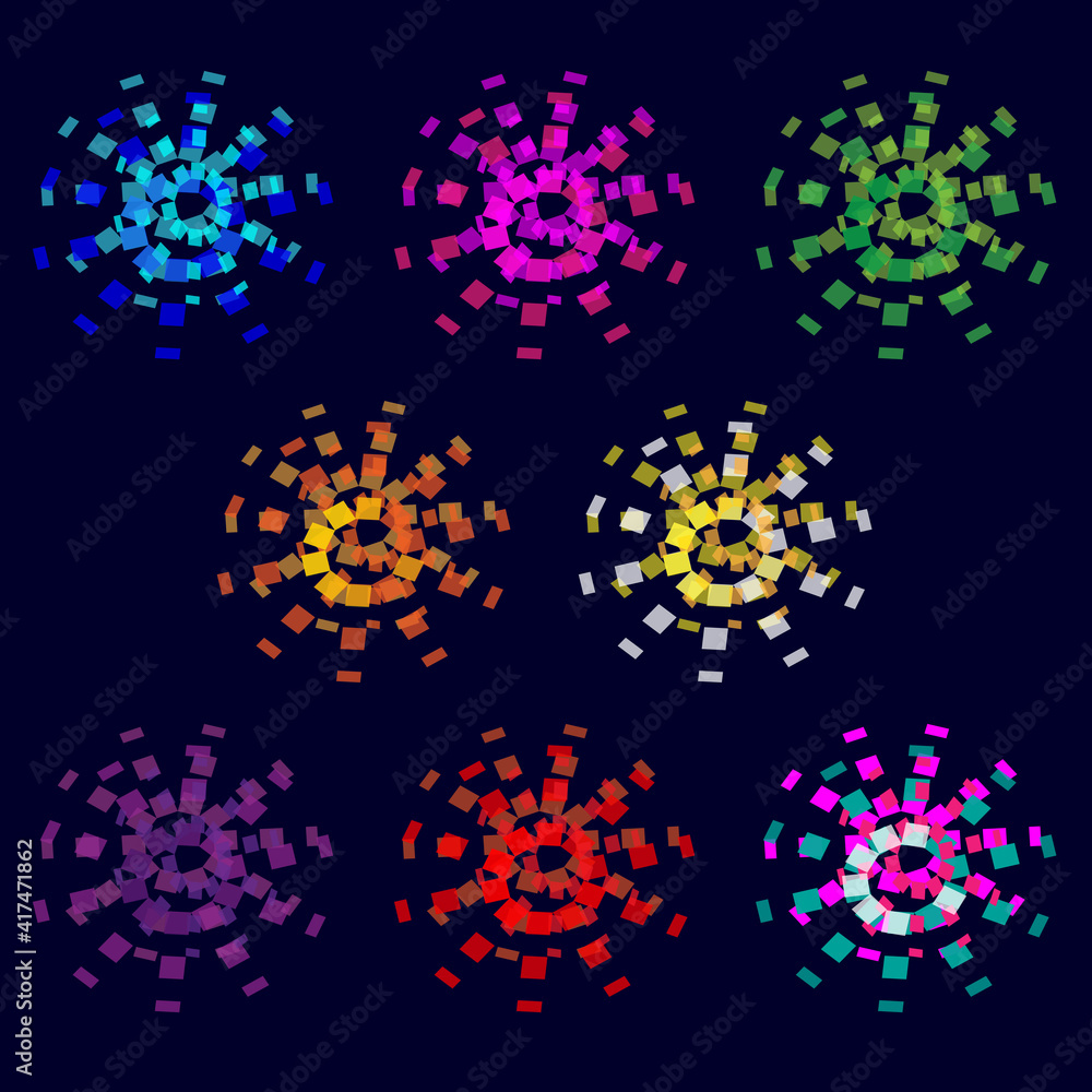 Wall mural vector bright colorful stylized fireworks