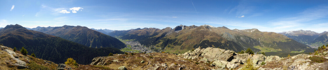 Fototapeta na wymiar Davos Klosters Switzerland, Seehorn peak, Swiss beautiful landscape nature Panorama Picture