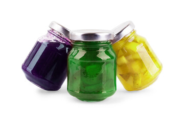 Jars of jam isolated on white background