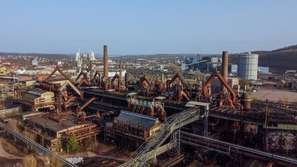 Amazing view over an industrial plant by drone