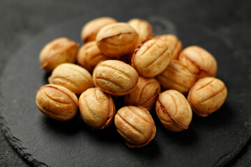 Sweet national Russian cookies - nuts with condensed milk.