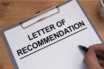 Letter of Recommendation, text words typography written on paper, life and business motivational...