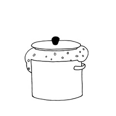 Icon of a pan with yeast dough on a white background. Flat vector illustration in doodle style.